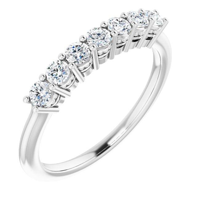 0.42 ct. Round Cut Diamond Wedding Band 7 Stone Anniversary Ring-VIRABYANI